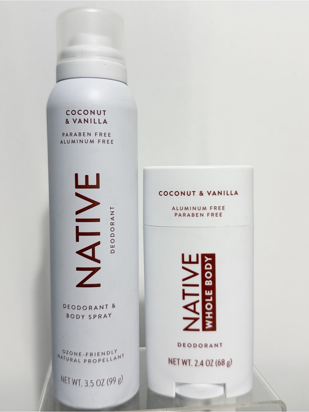 {Set of 2} NATIVE Whole Body Deodorant Spray & Solid COCONUT & VANILLA ~ New